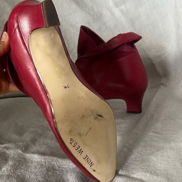 Nine west red leather booties victorian pointed toe lace up pirate witch 6.5 / 7 - Picture 5 of 9